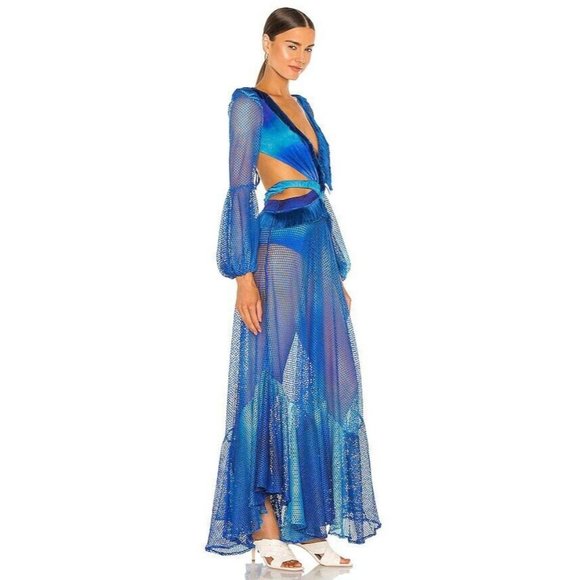PatBO Ombre Netted Beach Dress Blue Cut Out - Picture 4 of 12